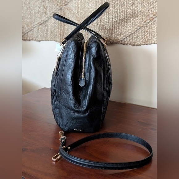 ✨ Coach Limited Edition Large Black Madison Satchel – Gathered Twist Leather 👜 - Picture 6 of 17